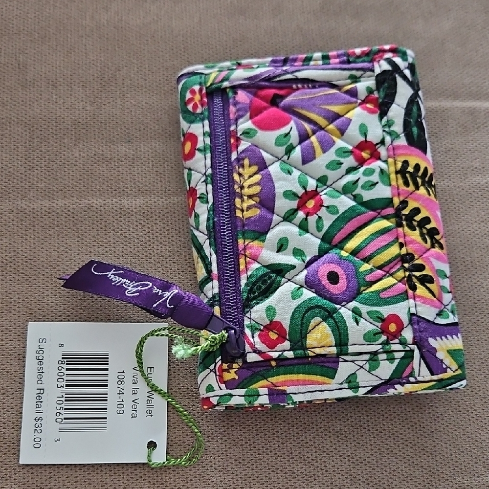 Vera Bradley Quilted Floral Wallet Pink and Purple - Picture 3 of 3